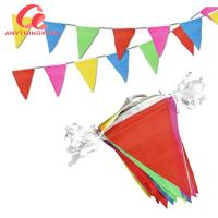 “Always Lower Price” 40m Colorful String Hanging Triangle Flag Polyester Party Banner Flags