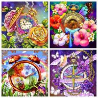 5d Diy Diamond Painting kits Full Drill Diamond Embroidery Flower Pocket Watch diamond Mosaic home decor wall art Q233