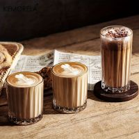 Kemorela เย็นถ้วยกาแฟนมคาเฟ่ลาเต้คลาสสิกย้อนยุคค็อกเทลไวน์ดื่มแก้วชาแก้ววางซ้อนกันได้ชุดเครื่องแก้ว