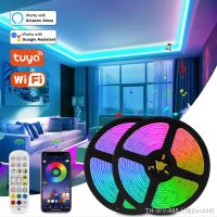 【LZ】☋☄❀  RGB Tape Tuya WiFi Smart LED Strip 12V 5050 lumiere led Ribbon Work with Alexa Voice Control Color Changing 5m 10m 15m 20m Light