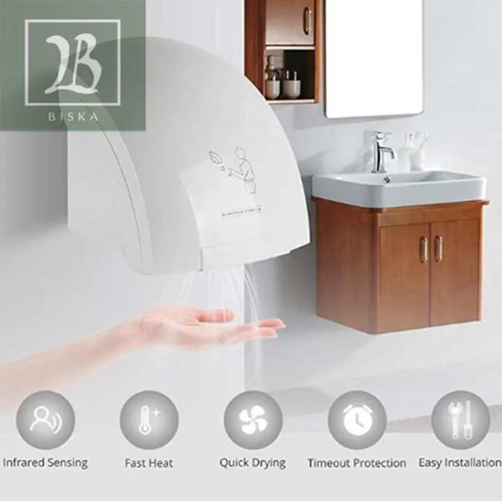Máy sấy tay cảm ứng tự động ANMON bảo hành 12 tháng 2 chế độ sấy cho nhà vệ sinh công ty khách sạn trường học sấy khô tay nhanh an toàn