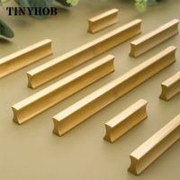 Gold Brass Square Long Furniture Handles Modern Pulls Cupboard Wardrobe Dresser Shoe Box Drawer Cabinet Wine Bar Knob