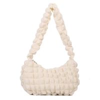 Portable pleated cloud armpit bag 2023 new solid color single shoulder bag commuting pleated bag shopping bag Korean girl heart