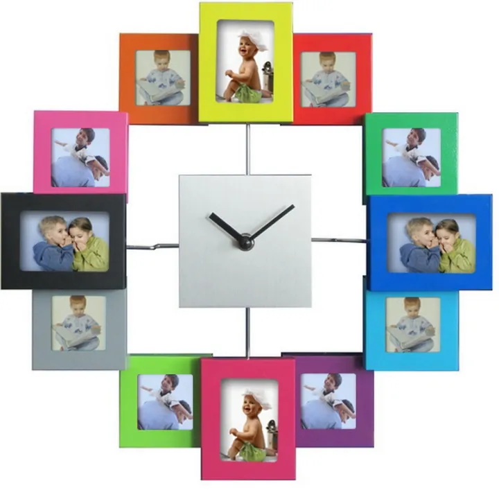 cod-14-inch-diy-photo-wall-clock-creative-art-frame-aluminum-quartz-watch