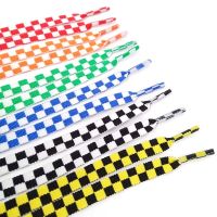 110CM Flat Black And White Grid Shoe Lace Sublimated Printing Polyester Checkered Ribbons Shoelaces Heavy Duty Sneaker Lacing