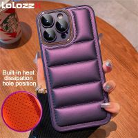 Luxury Down Jacket The Puffer Phone Case For iPhone 11 12 13 14 Pro Max 14Plus Full Lens Protection Air Cushion Shockproof Cover