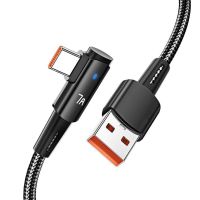 สายชาร์จ USB C Type C สายชาร์จเร็ว USB A ถึง Type-c สายข้อมูล ตัวเรือนอลูมิเนียมอัลลอยด์ สายมุมฉาก