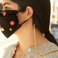 Golden White Beaded Link Chain แว่นตาโซ่ Face Band แว่นตาอ่านหนังสือแว่นตากันแดดสายคล้องคอ Lanyard