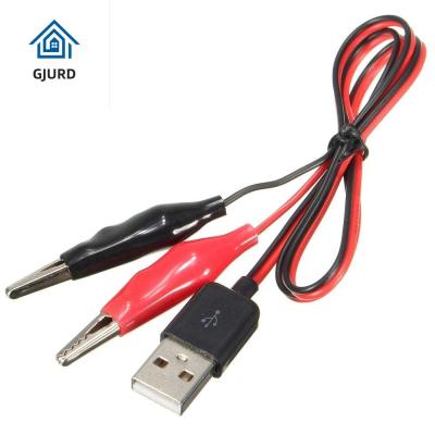 GJURD สีแดงและสีดำ คลิปจระเข้ ที่หนีบไฟฟ้า เครื่องวัดการตรวจสอบการทดสอบ ขั้วต่อ USB ตัวผู้ คลิปทดสอบจระเข้ คลิปหนีบทดสอบ สายไฟอะแดปเตอร์ แคลมป์ทดสอบจระเข้