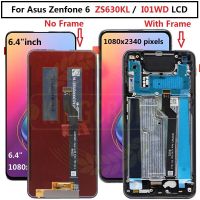 6.4 สำหรับ Asus Zenfone 6 Zs630kl จอแอลซีดีพร้อมกรอบดิสเพลย์อุปกรณ์เสริมสำหรับ Asus เซ็นเซอร์ดิจิไทเซอร์หน้าจอสัมผัสจอ Lcd I01wd