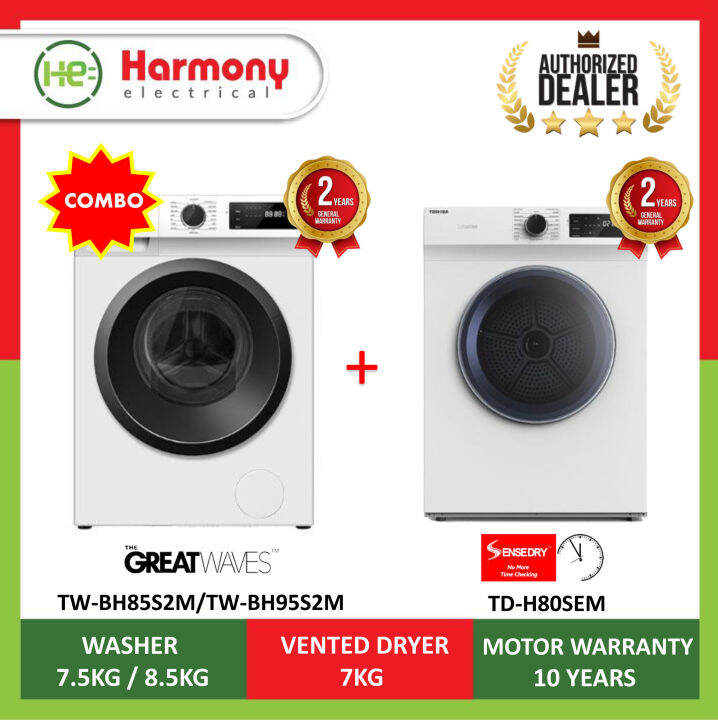 WASHER DRYER]Toshiba TWBH95S2M 8.5kg Front Load Washing Machine