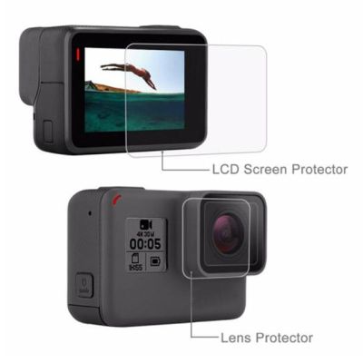 ตัวป้องกันกรอบเคสกระจกเทมเปอร์สำหรับ Gopro Go Pro Hero5 Hero6 Hero7ฮีโร่5/6/7ฟิล์มป้องกันหน้าจอ Lcd เลนส์กล้องถ่ายรูปสีดำ