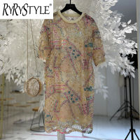 RYRYSTYLE ชุดเดรสเข้ารูปทรงหลวมสำหรับประดับลูกปัดเลื่อมความยาวปานกลางแฟชั่นแฟชั่นของผู้หญิงใหม่ฤดูร้อน