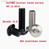 ✻✶✸ 5-100pcs Button Head Screw M2 M2.5 M3 M4 M5 M6 M8 304 A2-70 Stainless Steel Black grade 10.9 ISO7380 Hexagon Hex Socket bolts