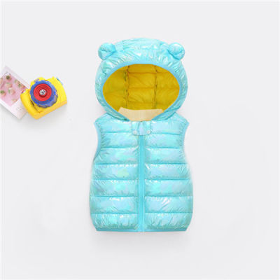 Lawadka Winter Vest for Girl Fashion Baby Girl Winter Clothes Hooded Shiny Coats Sleeveless Vest for Boy Age for 12m to 4years
