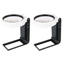 2X Magnifying Glass with Light and Stand, Hands Free Handheld 6X 25X Adjustable Folding Magnifier with LED Lighted