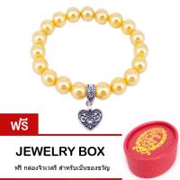 Tips Gallery สร้อย ข้อมือ มุก ทองเปลือกหอย ธรรมชาติ 10 mm ( Fresh Water Pearl ) รุ่น Le Pearl Valentine Floral Love Design Bracelet TBS100