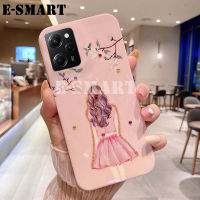 เคสสำหรับ Redmi Note 12 Pro Plus ลายศิลปะผู้หญิงหรูหราโทรศัพท์สีฟ้าเคสสำหรับ Redmi Note 12 Pro + Plus ฝาหลังเด็กผู้หญิงดอกไม้ปลอกซิลิโคน