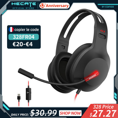 EDIFIER HECATE G1 Gaming Headset 40mm Driver USB Wired Headphones with Mic Anti-Noise,LED Light,Lightweight,Sound Card Decoding