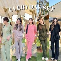 ❃❆ (โค้ด WOW815 ลด 30 ) EVERYDAY SET ชุดเซ็ท เสื้อ Oversized กางเกงสม็อค มีกระเป๋า2ข้าง พรางหุ่นดีมาก ไม่บาง ไม่ต้