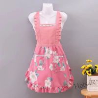 【hot sale】❃☃ D13 Lace Double Pocket Strap Apron Kitchen Cleaning Anti-Fouling Adult Waist New Style Flower Sleeveless