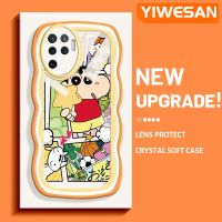 YIWESAN เคสสำหรับ OPPO A94 4G F19 Pro Reno 5F Reno 5 Lite Reno 5K Find X3 Lite แฟชั่น Anime Crayon Shin-Chan ขอบดีไซน์ใหม่เวฟเคสโทรศัพท์โปร่งใสเคสซิลิโคนนิ่มกันกระแทกป้องกันเลนส์กล้องเคสใส