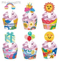 Happy Birthday Cupcake Rim Rainbow Birthday Cake Toppers Colorful Happy Birthday Party Decor Kids Boy Girl Cake Decorations