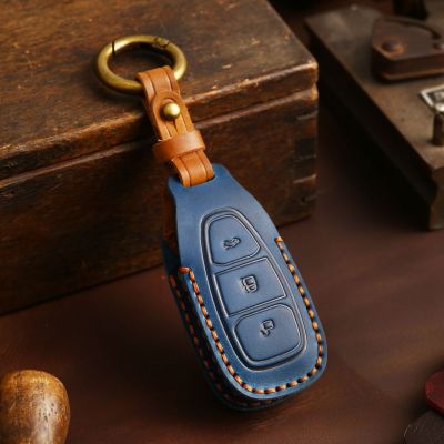 3 Buttons Car Key Case Cover Fob Holder For Ford Mondeo Fiesta Kuga Edge Ranger ST Line MK2 MK3 Focus Ecosport Leather Shell