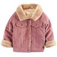 corduroy long-sleeved plus velvet jacket Autumn and winter childrens clothing boy coat girl clothes childrens wear 1-6 year