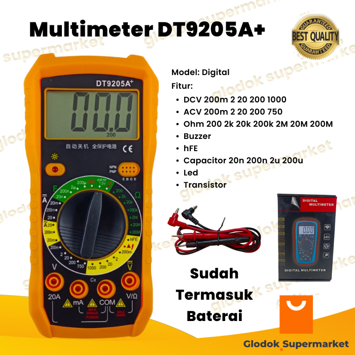 Multimeter Digital DT9205A+ Multitester DT9205A+ Tester Besar Lazada