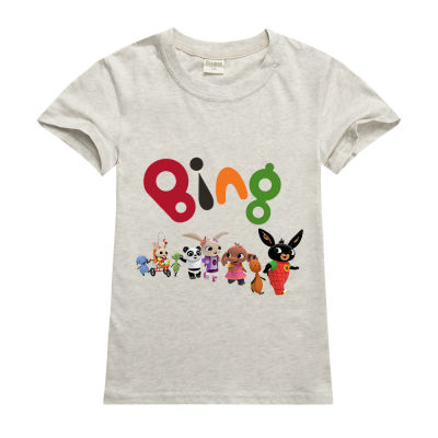 Bings Bunny เสื้อแขนสั้นสำหรับฤดูร้อน,เสื้อ100% ผ้าฝ้ายพิมพ์ลาย Lesure เสื้อผ้าเด็กเด็กหญิงเด็กชายมีเด็กหญิงเด็กชายอ่อน0000