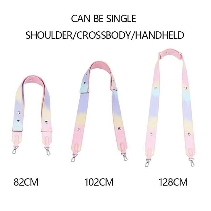 bamader-womens-handbag-shoulder-strap-three-gear-adjustment-leather-wide-bag-strap-change-bag-tie-dye-rainbow-replace-bag-strap