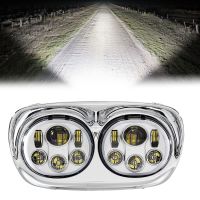 ไฟหน้ารถมอเตอร์ไซค์แบบโปรเจ็คเตอร์ LED คู่สไตล์สีเงินลาย Angel Eye สำหรับ Harley Davidson ฮาร์เลย์รุ่น Road Glide 04-13 FLTR