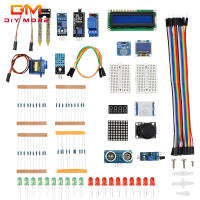 DIY ชุดอุปกรณ์อิเล็กทรอนิกส์18ชิ้นพร้อมโมดูล LCD เบรดบอร์ดตัวต้านทานแอลอีดีเข้ากันได้กับ MEGA256สำหรับโปรเจกต์อิเล็กทรอนิกส์แบบ DIY