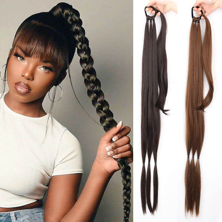 Synthetic 85cm Long ided Ponytail Hair Extension With Hair Rope Heat ...