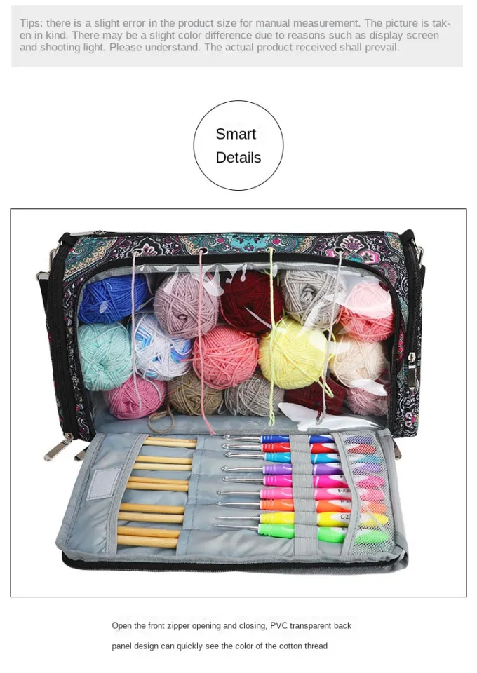 Yarn Storage Bag Round Knitting Wool Yarn Bags Organizer Crochet Sewing  Needles Handbag Weave Tools Accessories Bowl Crafts Tote