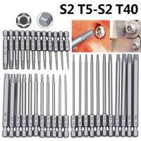 【LZ】✴♚  Magnetic Torx Chave Chave Chave Chave Bit Sets Ferramenta Elétrica Ferramentas Oficina Mecânica S2 T5-T40 1/4 Hex Shank 100mm Batch Head