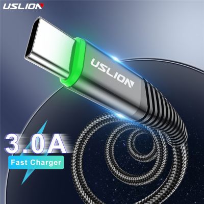 USLION LED 3A USB Type C Cable Micro USB Fast Charging Wire For Samsung Xiaomi Huawei Mobile phone Charge USB C Data Charge Cord Cables  Converters