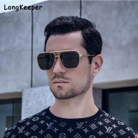 LongKeeper Sunglasses 2023 Pilot Polarized Sunglasses for Men Retro Metal Frame Vintage Sun Glasses for Driving Male Black Uv400