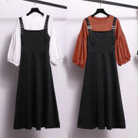 Lantern Sleeve Sweet Lolita Top celet Sleeve Jumpsuit Overall Dress Two Piece Set Simple Dresses For Woman Party Office Lady