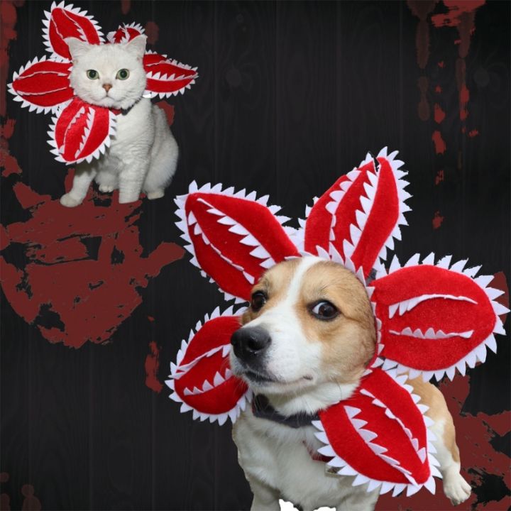 หมวก-demogorgon-สำหรับหมวกสุนัข-เครื่องแต่งกายผลิตภัณฑ์สัตว์เลี้ยงระดับโลกเครื่องประดับศีรษะดอกไม้นุ่มหมวกลูกแมวน่ากลัว