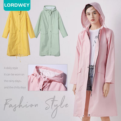 LORDWEY Women New Stylish Long Raincoat เสื้อกันฝนกันน้ำมีฮู้ด