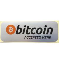 10pcs 14.5x5.5cm Bitcoin Accepted Here Label Sticker Shop Crypto Currency Fans Reminder Water Proof Tear Resistant Silver Vinyl