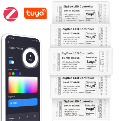 Zigbee WiFi LED Controller 12V 24V Single Color Dual White RGB RGBW RGBCCT LED Strip Smart Controller For Tuya Alexa Home