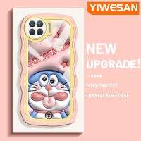 YIWESAN เคสสำหรับ OPPO A93 2020 F17 Pro Reno 4F Reno 4 Lite เคส Reno4ลายการ์ตูนดาวโดราเอมอนสีชมพูขอบคลื่นกันกระแทกแบบใสนิ่มเคสมือถือเคสโปร่งใสลายกล้องถ่ายรูปที่สร้างสรรค์เคสซิลิกาเจลฝาครอบป้องกัน