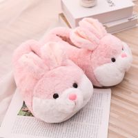 [A NEW HOT]บ้านปุยผู้หญิงรองเท้าแตะ CutePink BunnyFur สไลด์ห้องนอนในร่มกระต่าย LadiesShoes ตุ๊กตาอบอุ่น