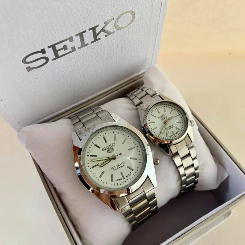 Buy 1 take 1』Seiko Couple Watch for men and women Original branded sale  water proof 30M Stainless steel Dual calendar display Gold Silver Black |  Lazada PH