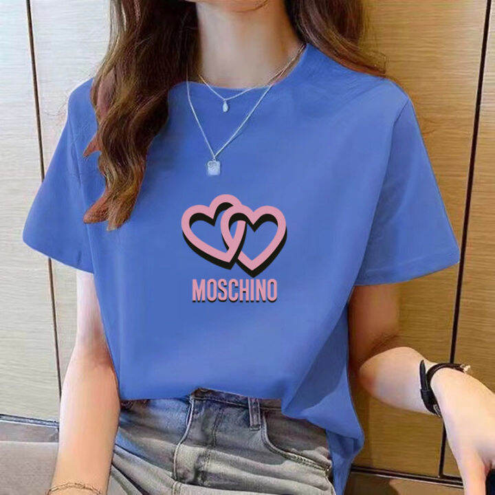 เสื้อยืดคอกลมสำหรับผู้หญิงแขนสั้นพิมพ์ลายการ์ตูนสีดำลำลองใหม่ฤดูร้อนเสื้อยืดหลวมแฟชั่นสำหรับผู้หญิงเรียบง่ายขนาดใหญ่สไตล์เกาหลี