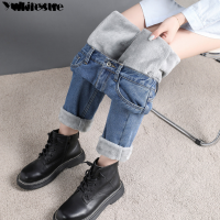 Winter Warm Slim Stretch Ladies Casual Denim Pencil Pants Thick Plus Velvet Women Jeans High Waist Skinny Straight Jeans Fleece