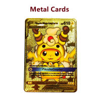 Pokemon Metal Cards Hard Iron Cards Metal Pokemon Shiny Letters Pikachu Mewtwo Charizard Vmax Gold Card การ์ดสะสมเกม-Caidour